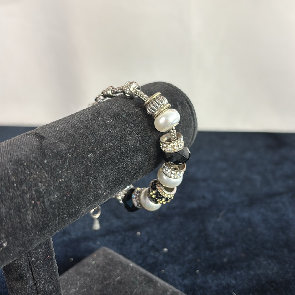 Black Pearl Bling Silver Bracelet